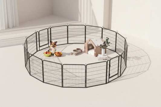 16 - Panel Heavy Duty Dog Playpen w/ Door, 31.7"H - FVNLYXQ