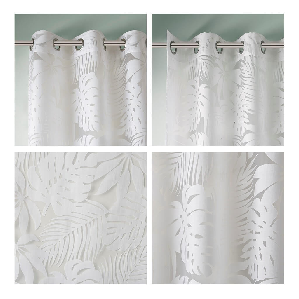 Palm Leaf Burnout Window Sheer White 50x84"