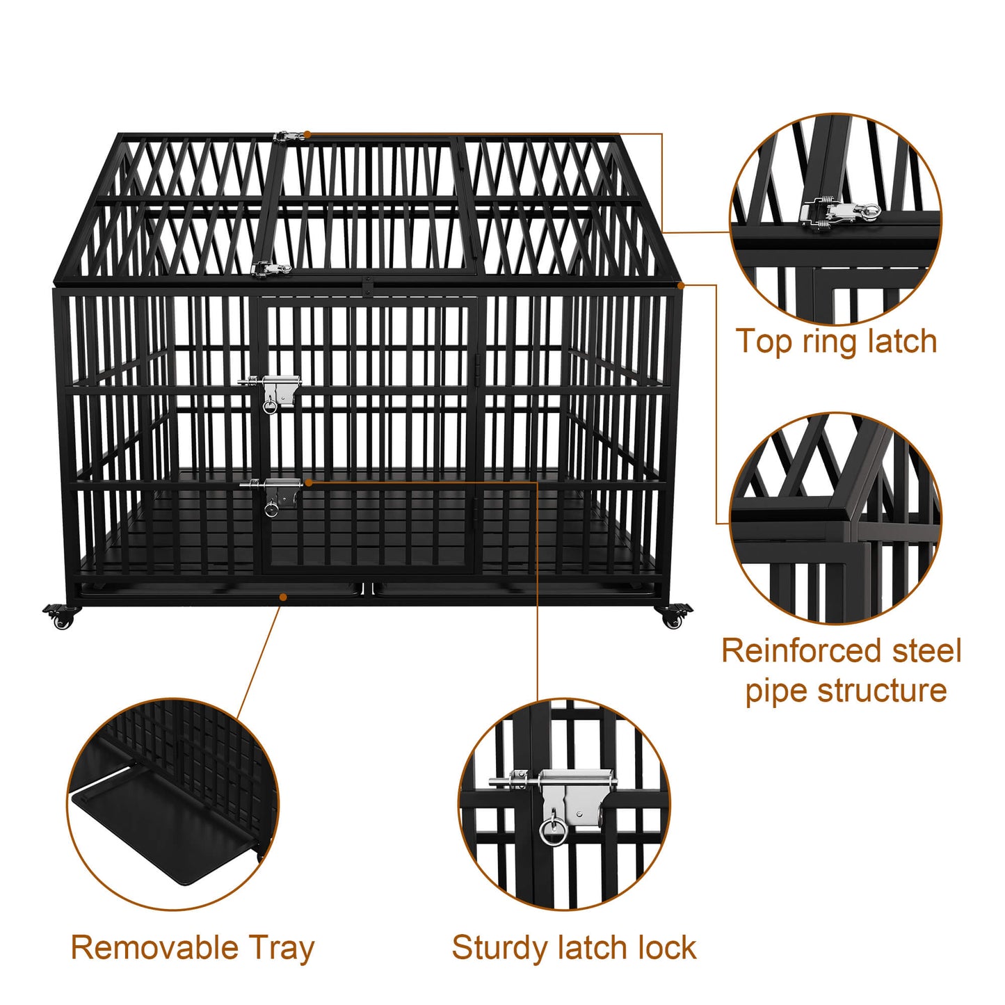 Large Dog cage Strong Metal Dog Kennels and Crates - FVNLYXQ