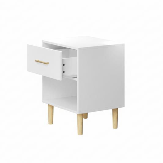 23.22"H Wooden Nightstand, 1 Drawer & Shelf, White - FVNLYXQ