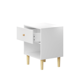 23.22''H Wooden Nightstand with One Drawer One Shelf for Kids, Adults, White