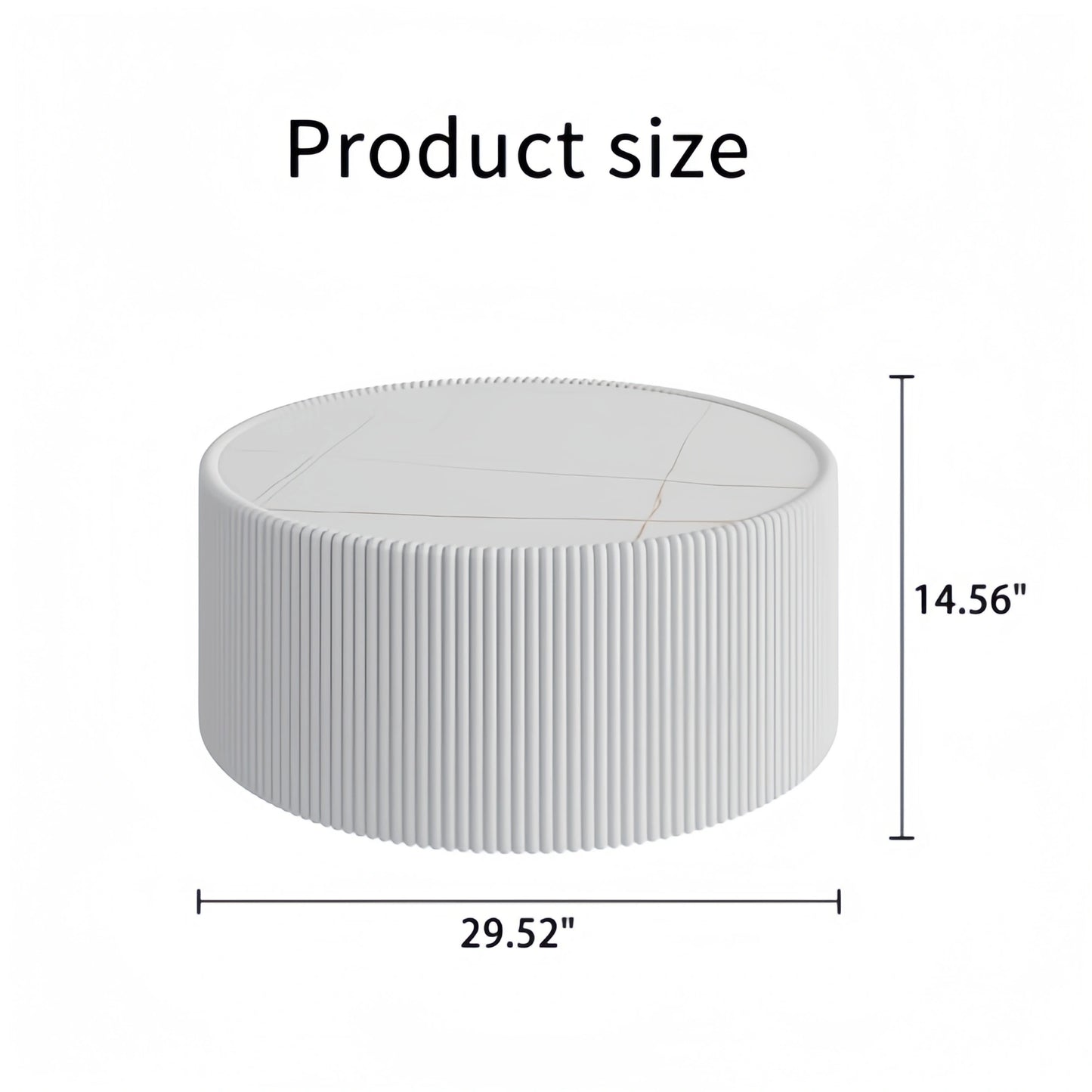 Round Slate & Leather Living Room Center Table(No assembly furniture) - FVNLYXQ