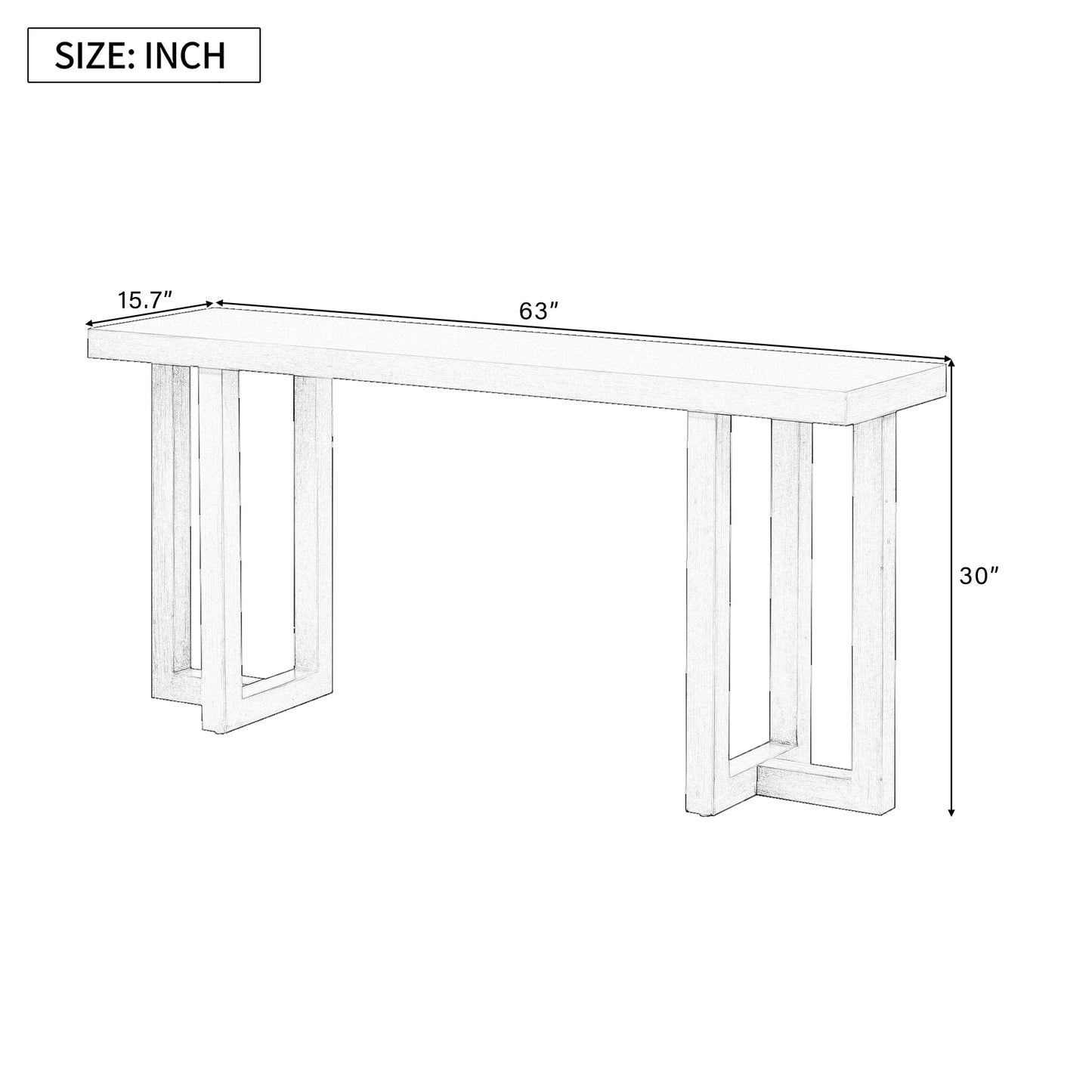 Geometric Console Table w/ Solid Pine Legs - FVNLYXQ