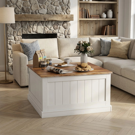 31.5" Farmhouse Coffee Table w/ Lift Top, Square - FVNLYXQ