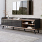 63'' Mid Century TV Stand with 2 Cabinets& Open Compartments, Entertainment Center for TVs up to 70'', Television Console for Living Room, Bedroom, Home Theatre - FVNLYXQ
