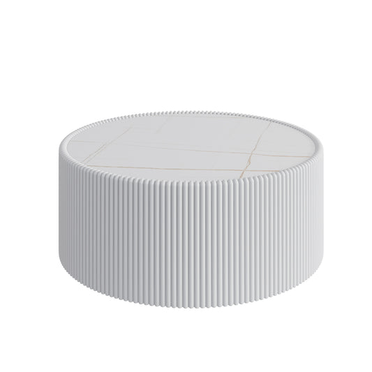 Light Slate Top Cylinder Shape Leather Coffee modern Sofa Table for Living Room furniture