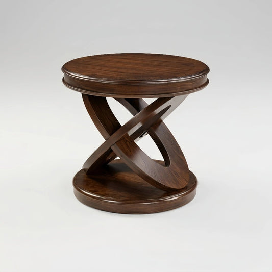Premium Solid Wood Veneer Side Table - 20" High Round Accent Table with Waterproof Top - FVNLYXQ