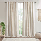 Cotton Printed Curtain Panel with Chenille Stripe and Lining Ivory 50x84" - FVNLYXQ