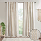 Cotton Printed Curtain Panel with Chenille Stripe and Lining Ivory 50x84"