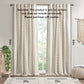 Cotton Printed Curtain Panel with Chenille Stripe and Lining Ivory 50x84"