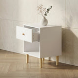 Modern White Wooden Nightstand with Storage Drawer & Solid Pine Legs, 23" Height - FVNLYXQ