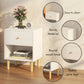 Modern White Wooden Nightstand with Storage Drawer & Solid Pine Legs, 23" Height - FVNLYXQ