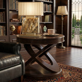Premium Solid Wood Veneer Side Table - 20" High Round Accent Table with Waterproof Top - FVNLYXQ