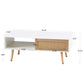 Rattan Coffee table, sliding door for storage, solid wood legs, Modern table for living room ,White - FVNLYXQ