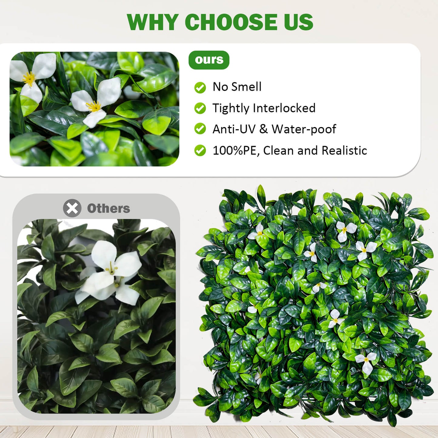 Boxwood Panels 20"x20" (20pcs), Grass Wall Decor - FVNLYXQ