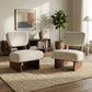 Set of 2 Modern Beige Lounge Chairs - Walnut Wood Base Accent Seating - FVNLYXQ