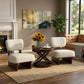 Set of 2 Modern Beige Lounge Chairs - Walnut Wood Base Accent Seating - FVNLYXQ
