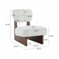 Set of 2 Modern Beige Lounge Chairs - Walnut Wood Base Accent Seating - FVNLYXQ