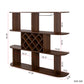 Modern Walnut Wall Mounted Wine Rack - 3-Tier Wooden Display Shelf with Stemware Glass Holder, Rustic Home Bar & Dining Room Decor