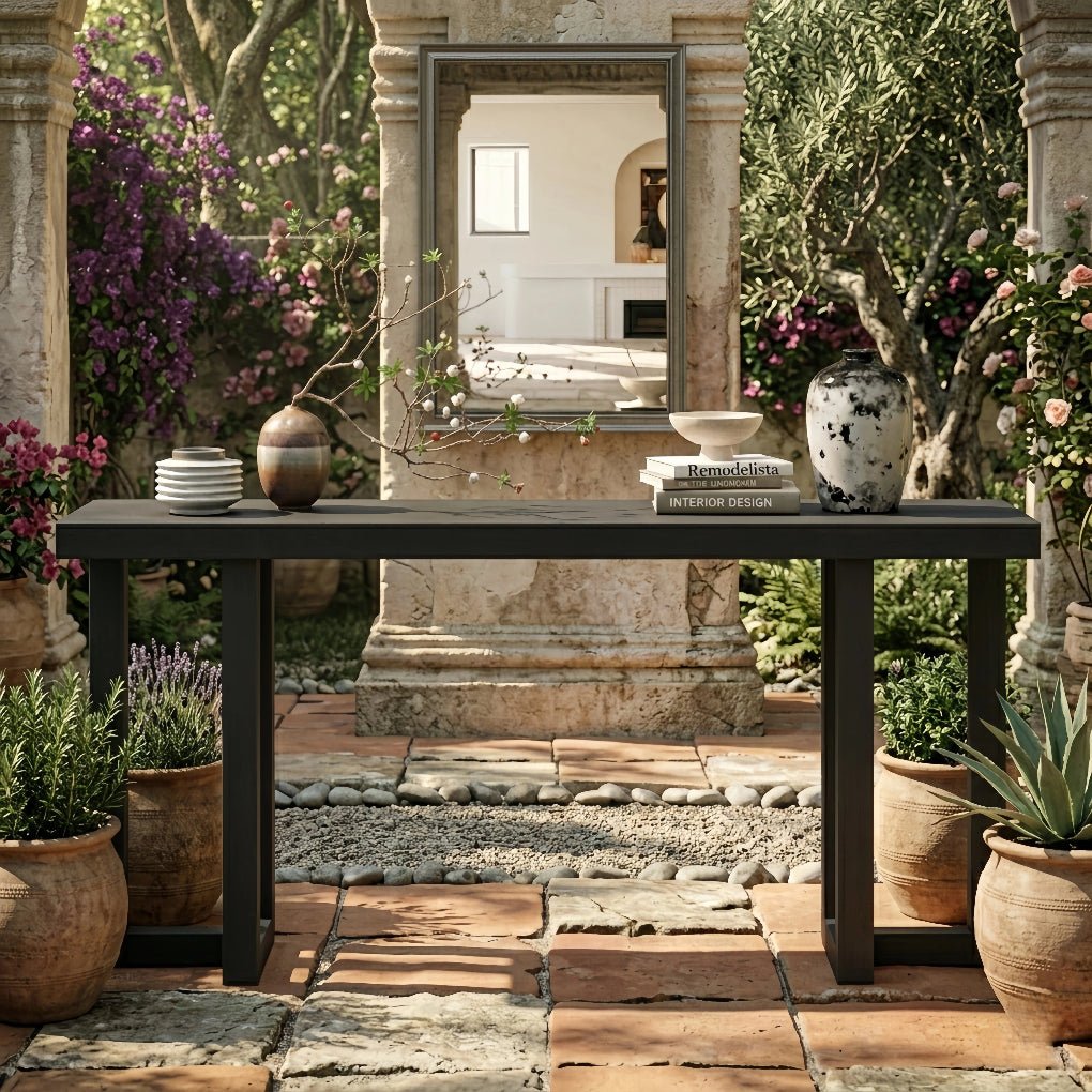 Geometric Console Table w/ Solid Pine Legs - FVNLYXQ