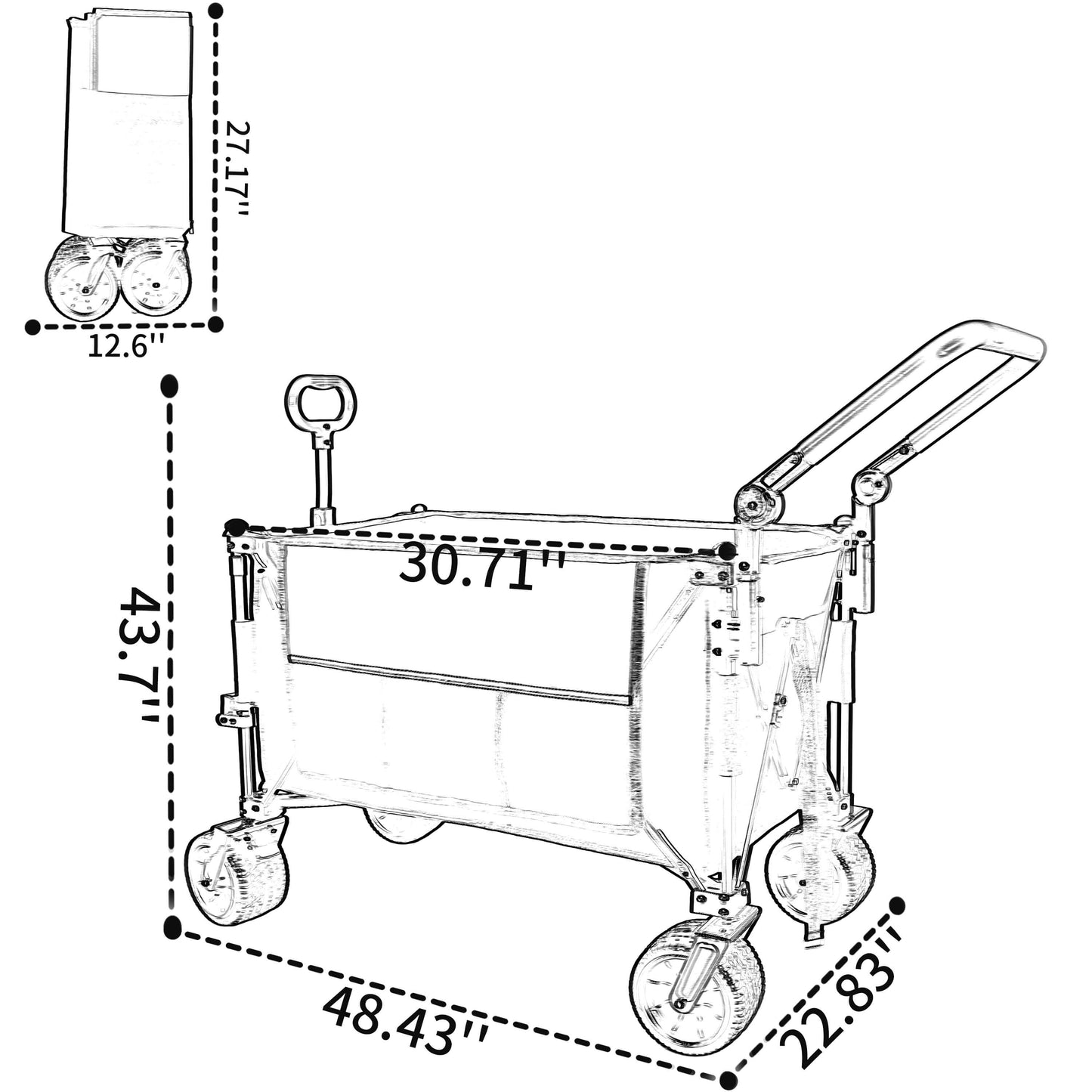 Multi-Functional Push-Pull Folding Wagon Cart with Rotating Handle & 360° All-Terrain Wheels – Heavy-Duty, Adjustable Design, Large Capacity for Transport, Groceries, and Outdoor Use, khaki- Gray - FVNLYXQ