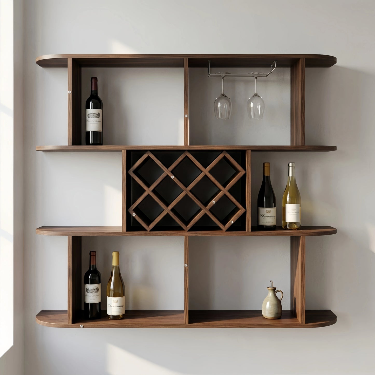 Minimalist 3 - Tier Wooden Wine & Stemware Shelf - FVNLYXQ