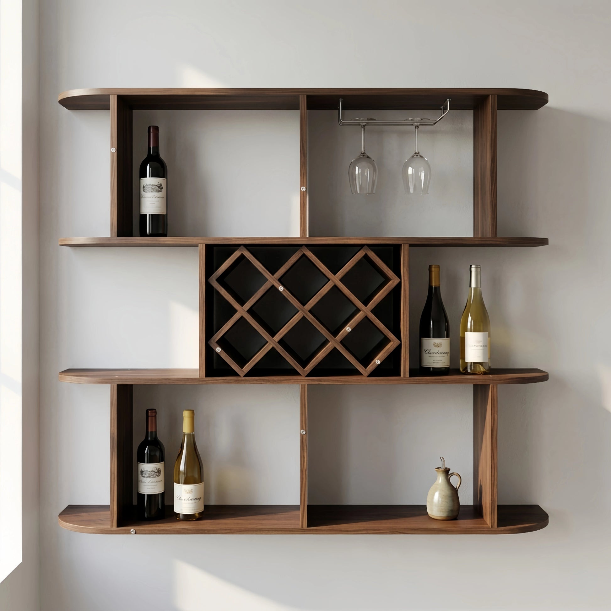 Minimalist 3 - Tier Wooden Wine & Stemware Shelf - FVNLYXQ