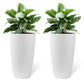 Set of 2 White 22" Tall Faux Rattan Planters with Water Level Indicator - FVNLYXQ