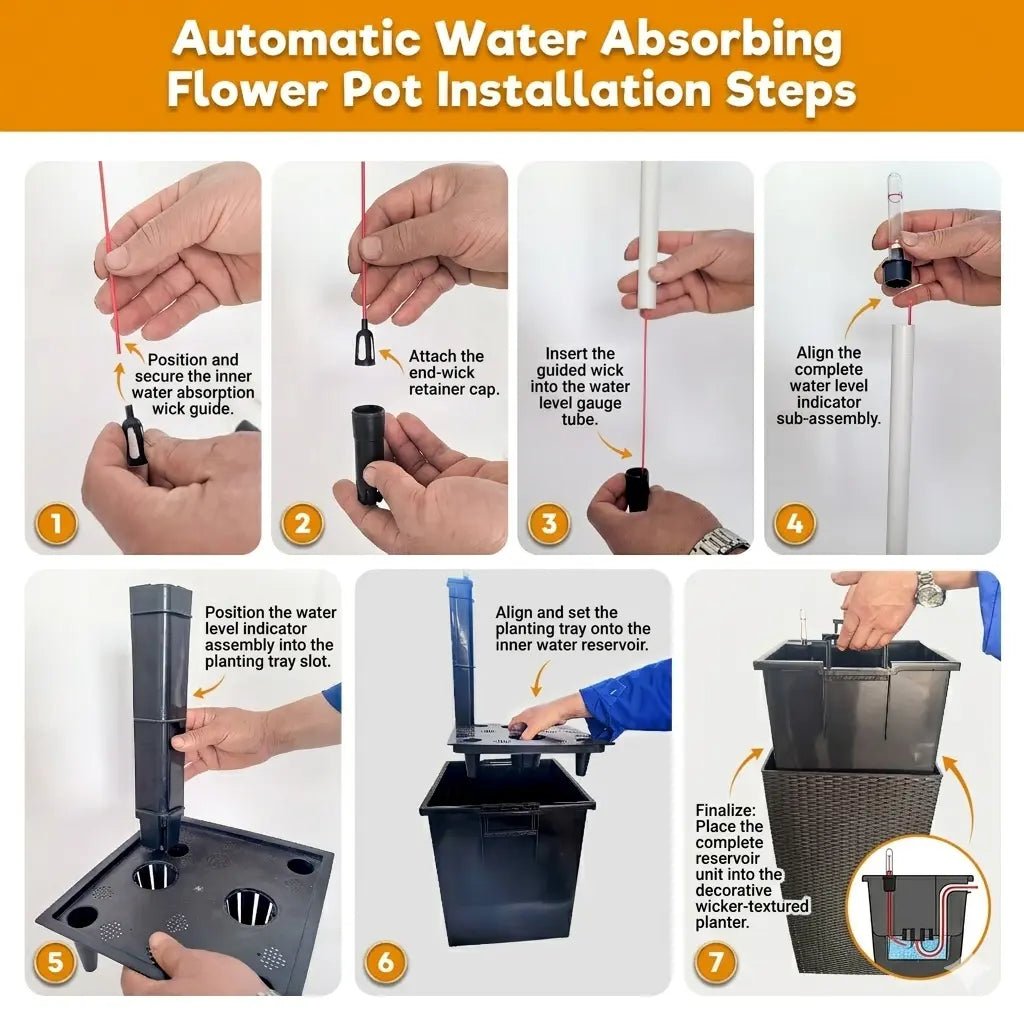 Set of 2 White 22" Tall Faux Rattan Planters with Water Level Indicator - FVNLYXQ