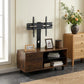 Rustic Brown TV Console with push - to - open Storage Cabinet for TV up to 65in Wood &glass TV Stand for Living Room Bedroom - FVNLYXQ