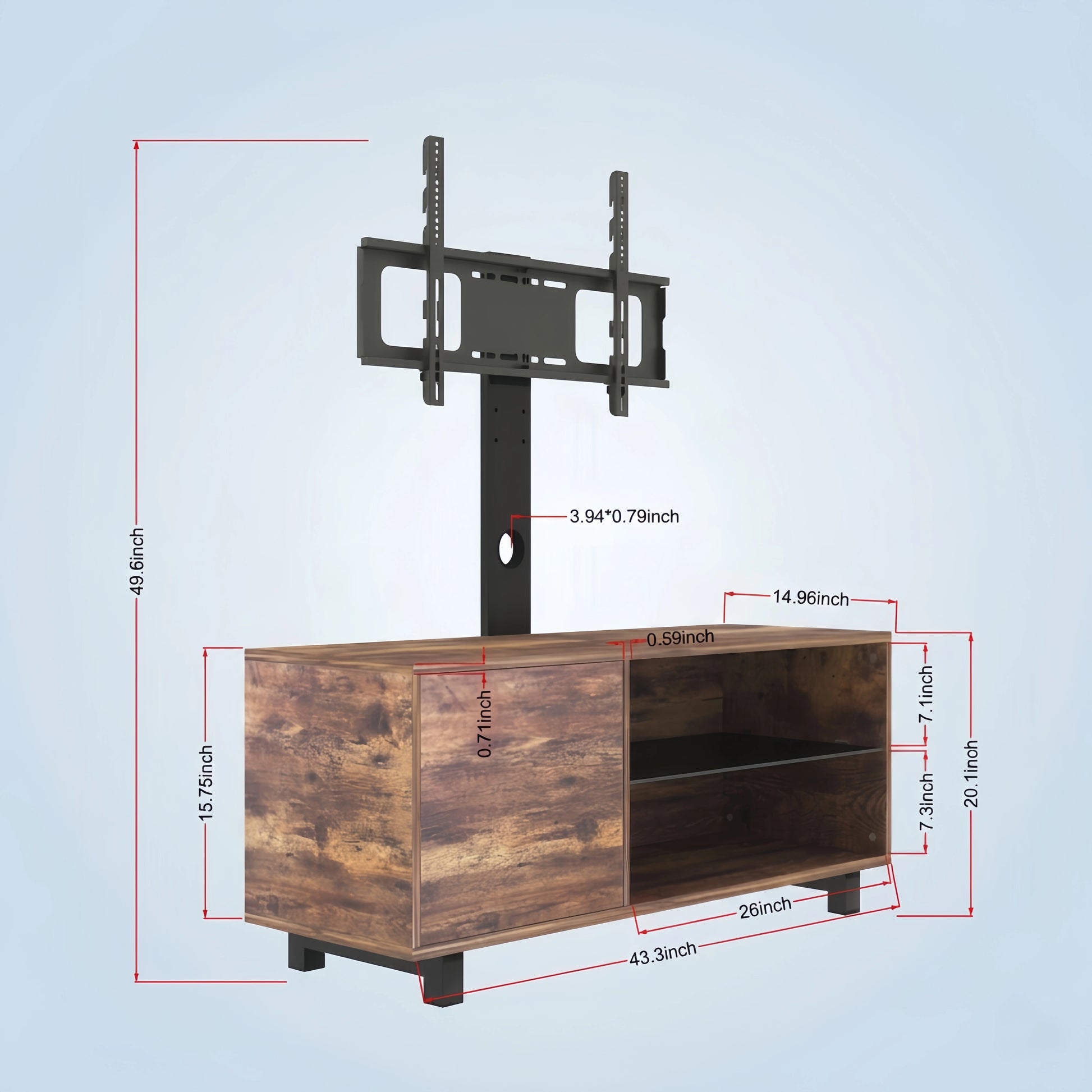 Rustic Brown TV Console with push - to - open Storage Cabinet for TV up to 65in Wood &glass TV Stand for Living Room Bedroom - FVNLYXQ