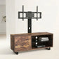 Rustic Brown TV Console with push - to - open Storage Cabinet for TV up to 65in Wood &glass TV Stand for Living Room Bedroom - FVNLYXQ